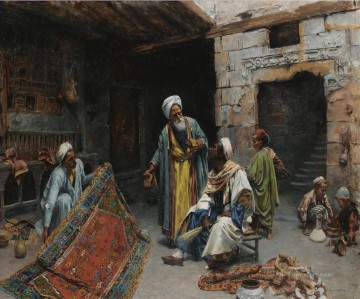 THE CARPET MERCHANT 2 Alphons Leopold Mielich Araber Oil Paintings